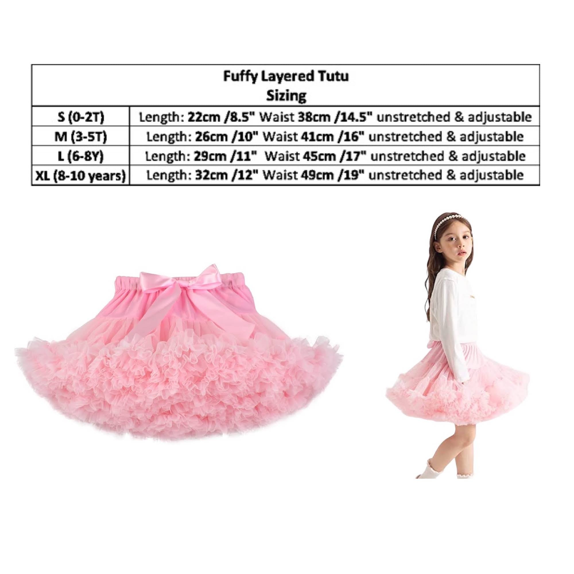 fluffy layered tutu skirt for girls in pink, sizing, Tutu Joli size