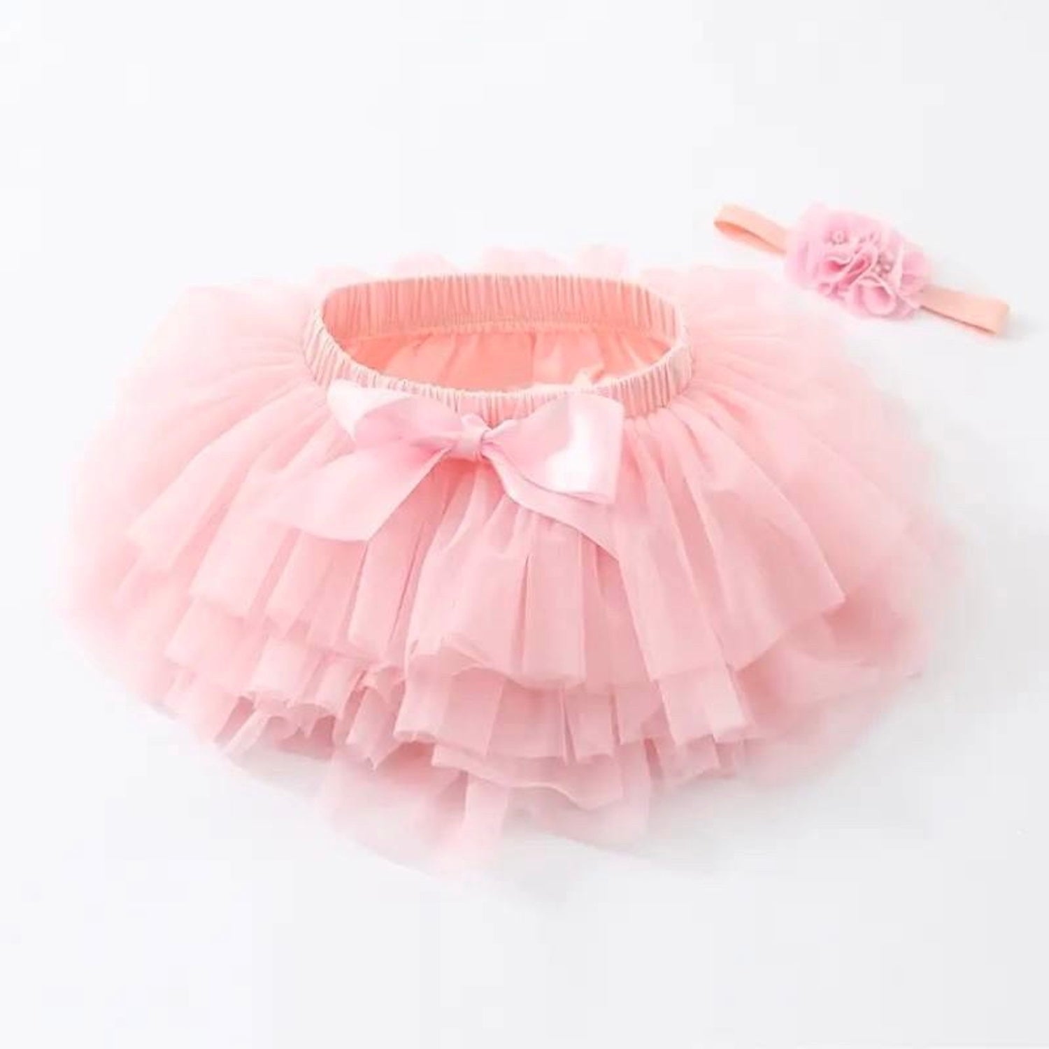 Pink Baby Bloomer Tutu Skirt & Headband | Baby Tutu W Diaper Cover | 0-24M Baby Girl