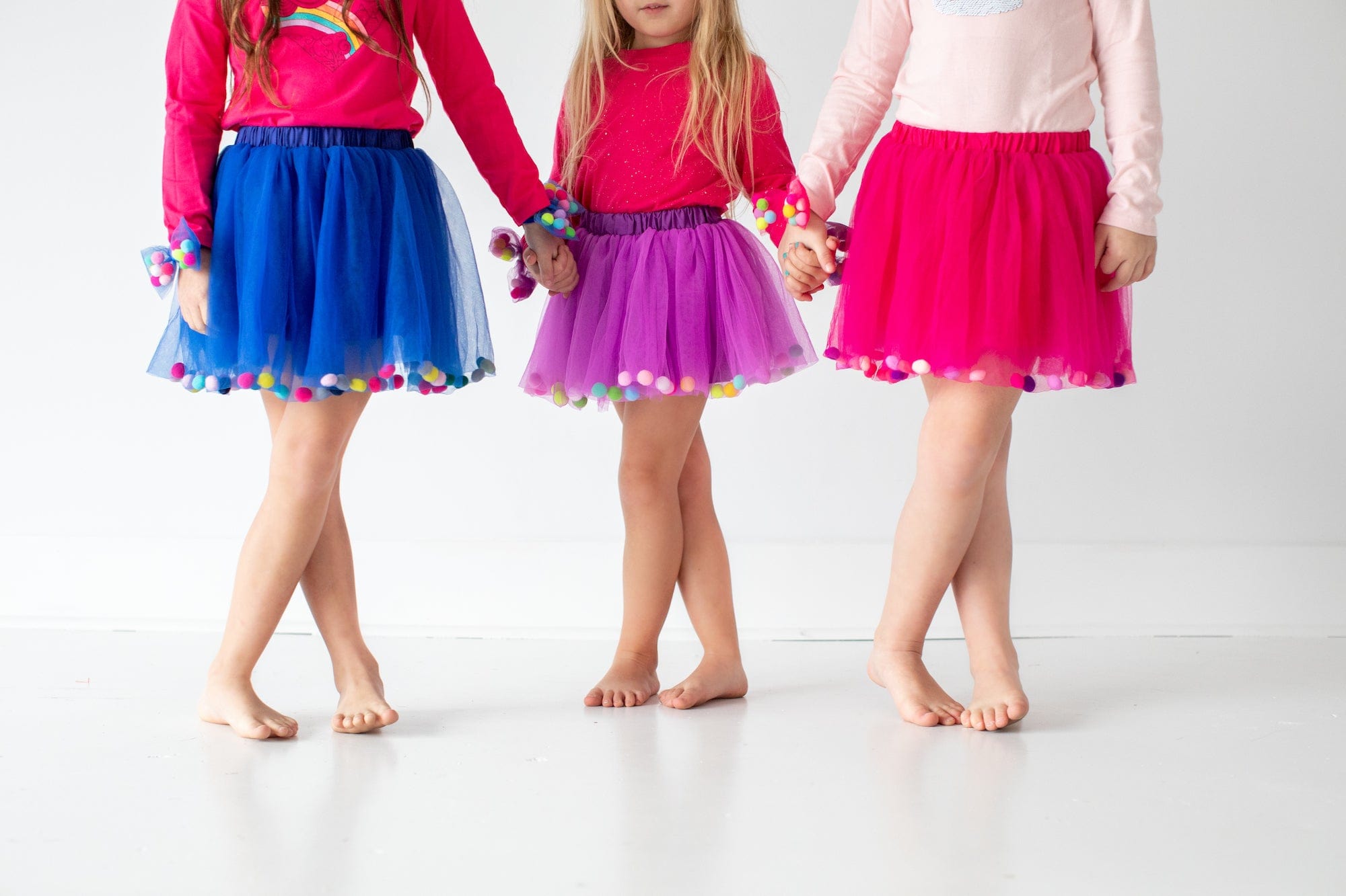 multicolor pom pom balls tutu skirt for toddlers, blue tutu, pink tutu, purple tutu, lavender tutu, violet tutu, tutu joli