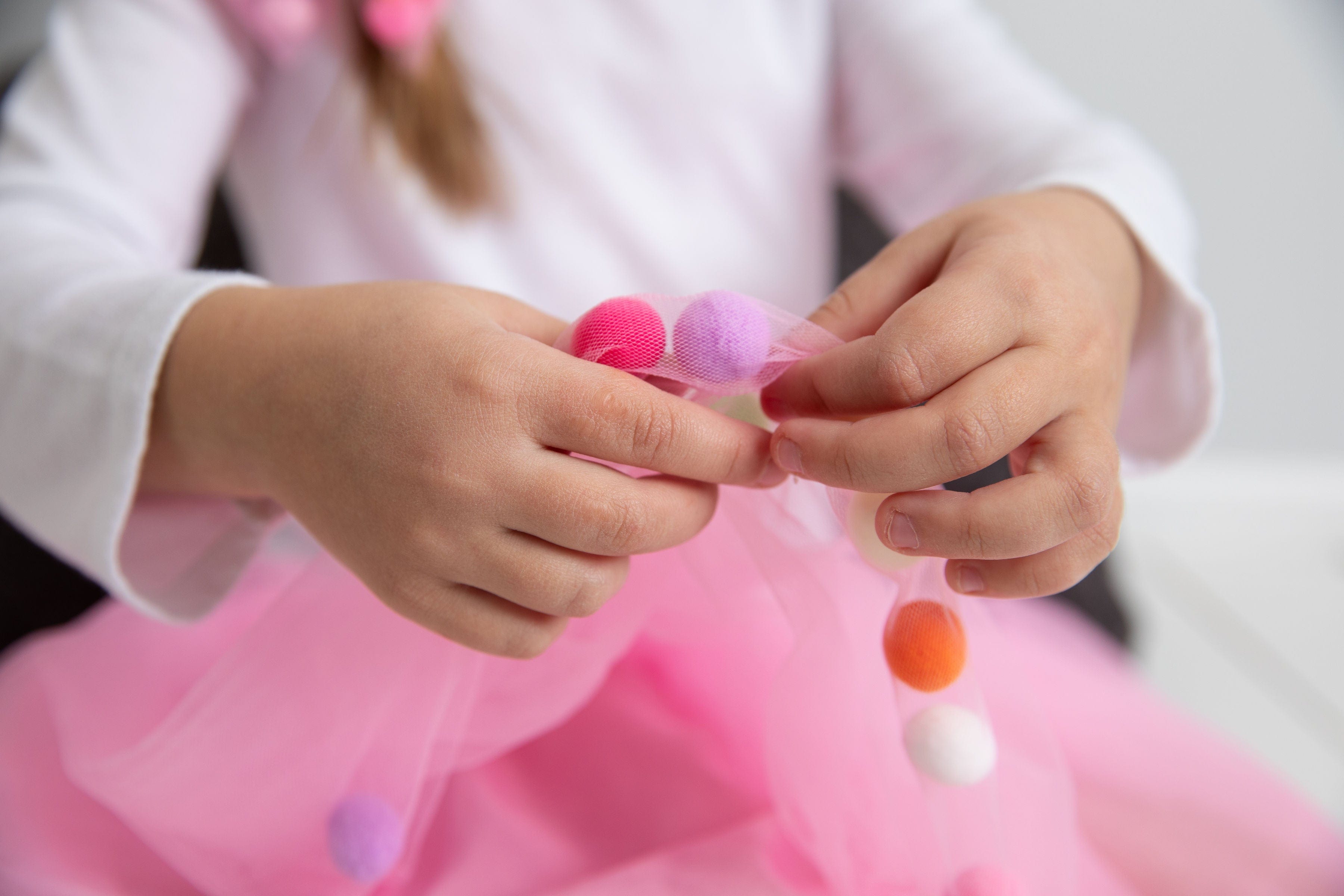 Kids Pom Pom Tutus with Bow Hair Tie | 2Pcs Set