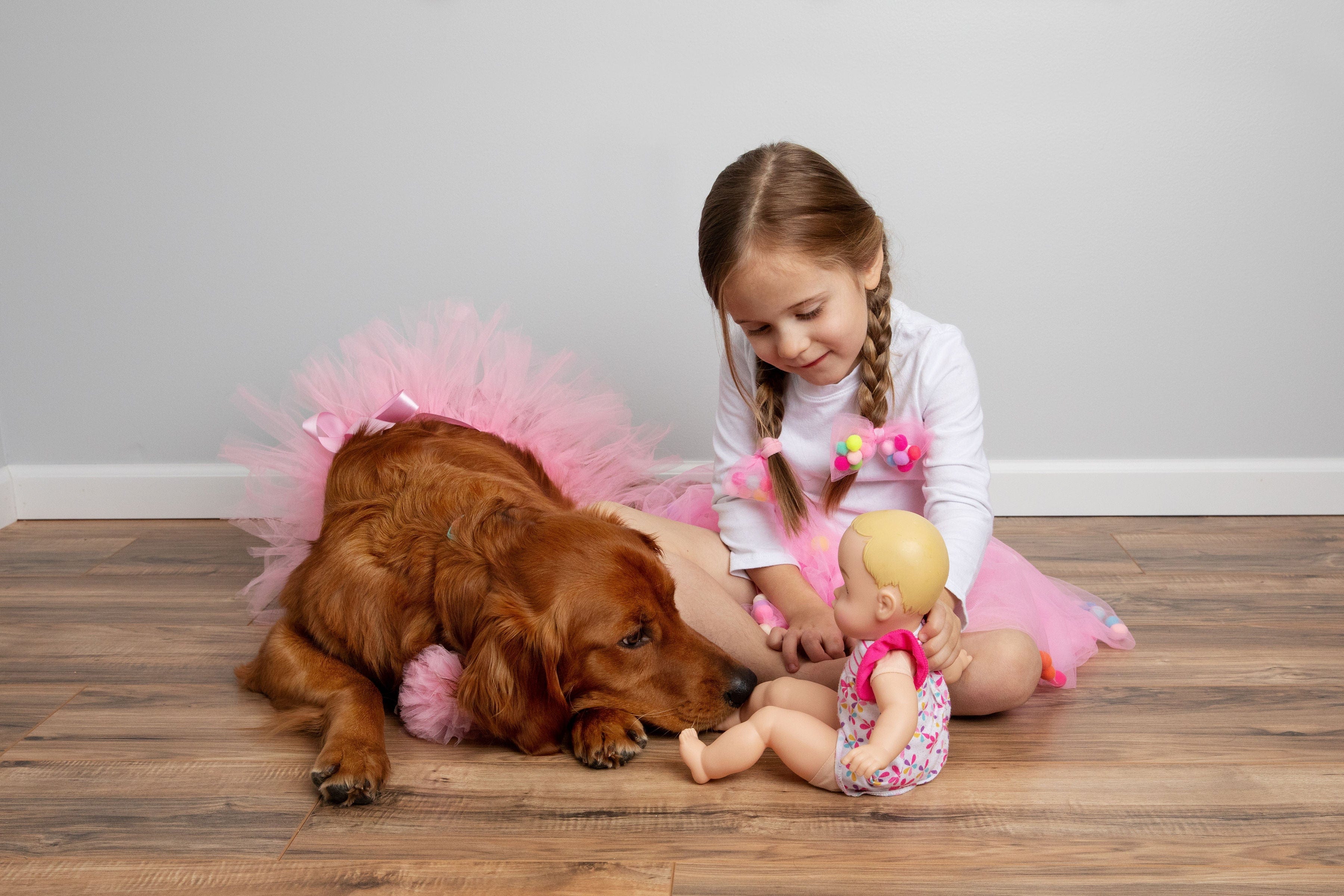 Kids Pom Pom Tutus with Bow Hair Tie | 2Pcs Set