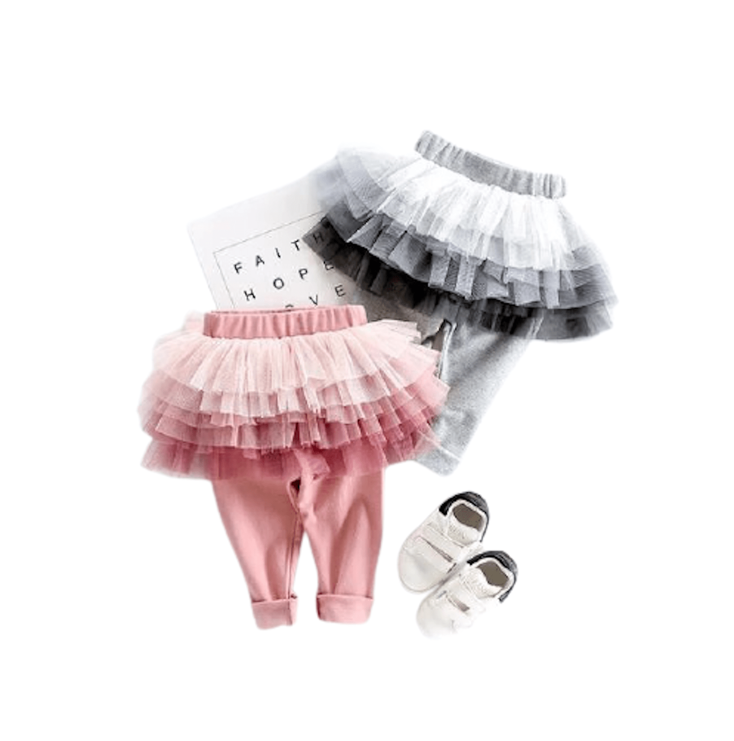 pink and gray tutu leggings set in one piece for kids of all ages by tutu joli, tutu leggings, pink kids leggings, gray kids leggings, baby leggings