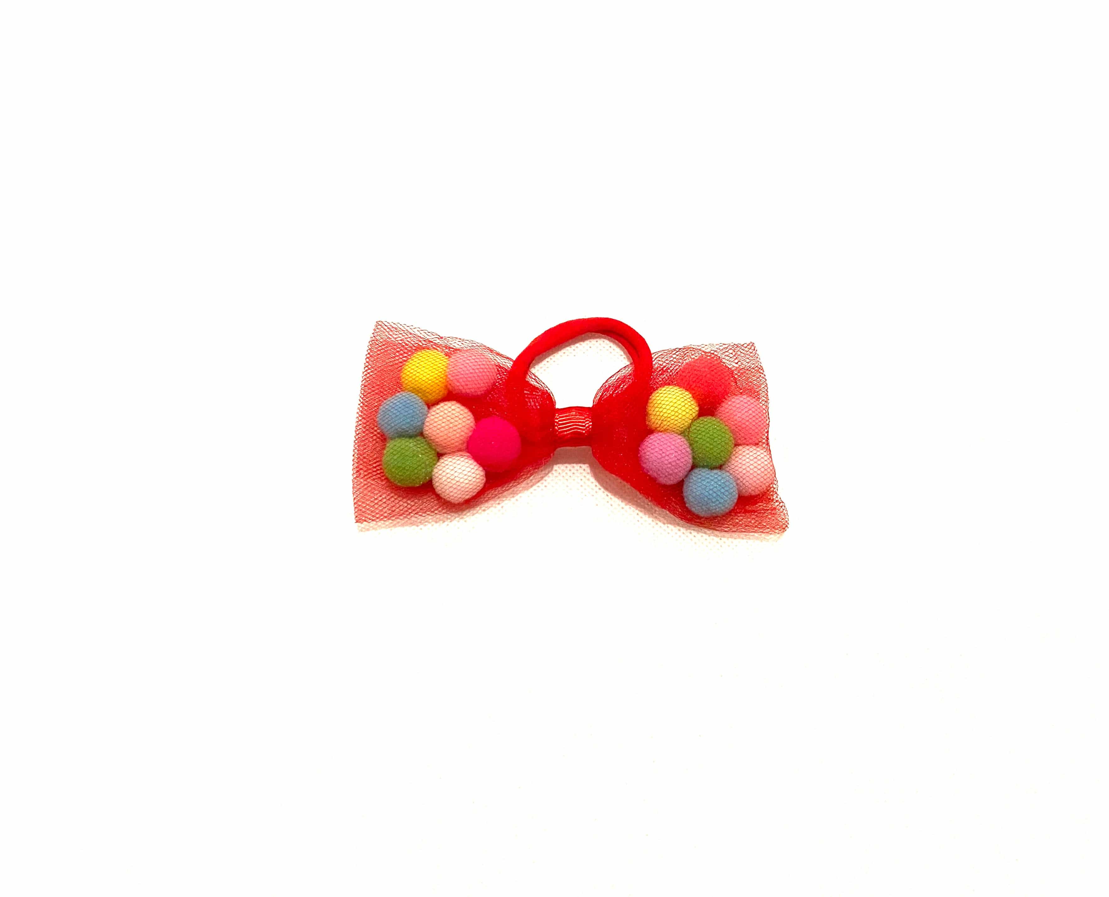 Bow Hair Ties For Girls With Pom Poms | 4Inch Bow | Gifts For Girls Ages 0-12