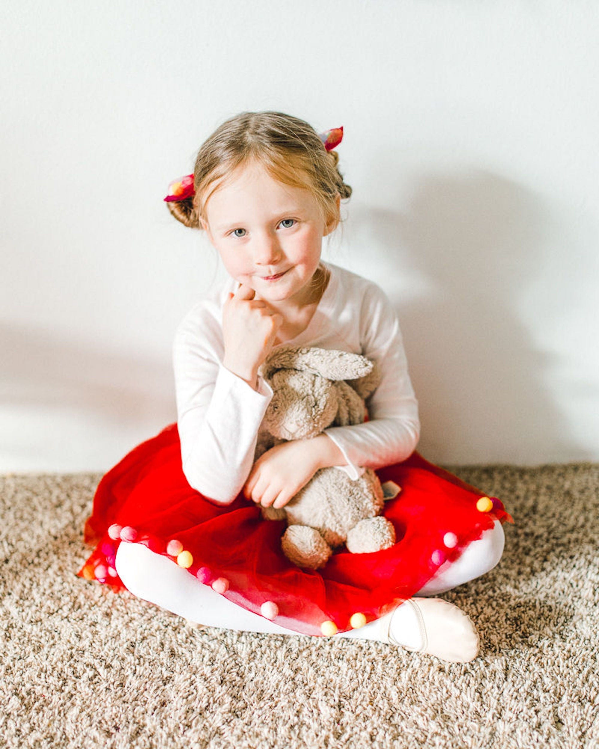 Kids Pom Pom Tutus with Bow Hair Tie | 2Pcs Set