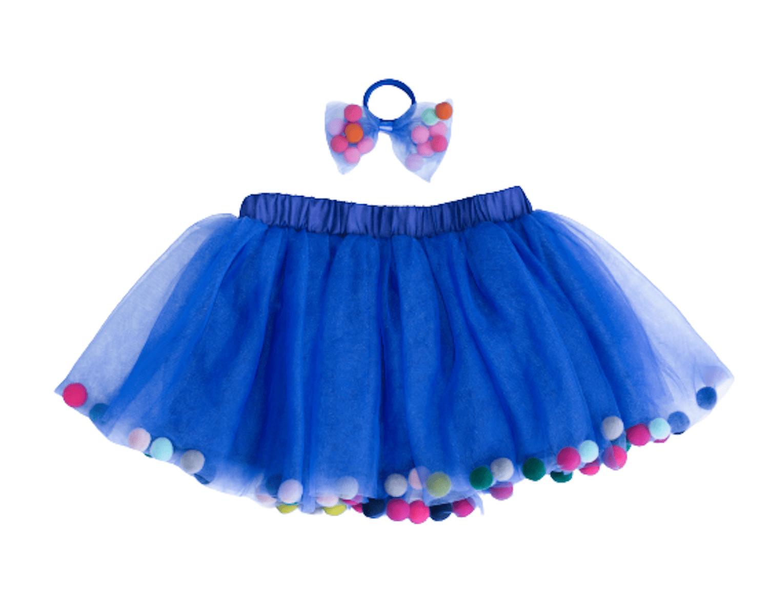 pom pom hair tie bow for children, designer hair ties, designer kids accessories, tutu joli blue pom pom tutu skirt, pom pom tutu, royal blue tutu skirt for toddlers, blue pom pom hair bow, pom pom bow ponytail holder in navy blue, pom pom hair accessories, birthday tutu blue, rainbow pom pom balls tutu, tootoo, pompoms, royal blue tutu skirt, navy blue tutu with poms, pompoms, blue tootoo for kids, children’s fashion 2020, kids ballet tutu skirt in blue, baby ballet tutu skirt in blue, party tutu for kids