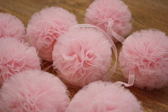 fluffed pom pom balls, large pom pom balls, pom pom pouf, tulle pouf, pompom balls for decorations, birthday pom pom accessory, birthday party pom poms, white pom poms, pink pom poms, medium size pom poms, wedding pom poms, large fluffed poms, pompoms, tutu joli, small pom poms,