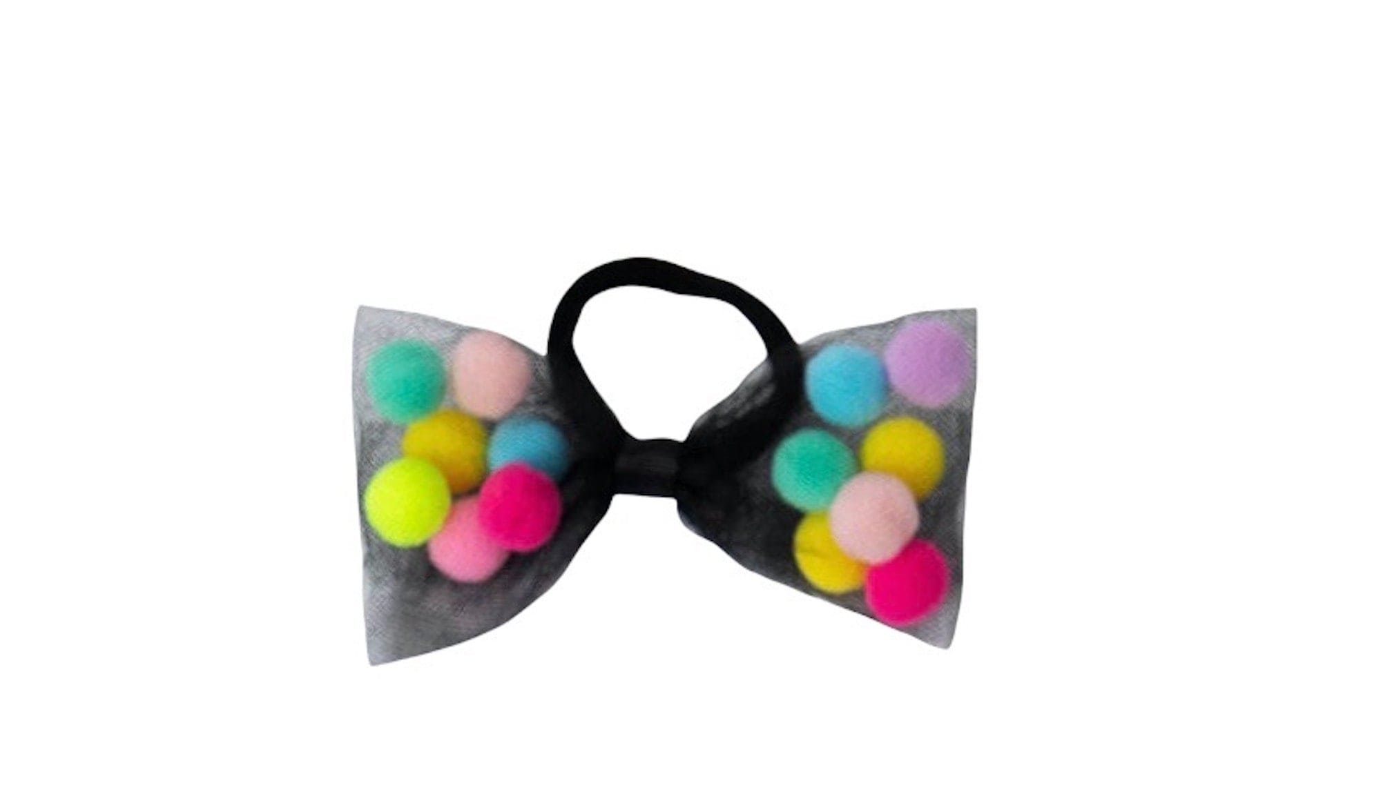 Bow Hair Ties For Girls With Pom Poms | 4Inch Bow | Gifts For Girls Ages 0-12
