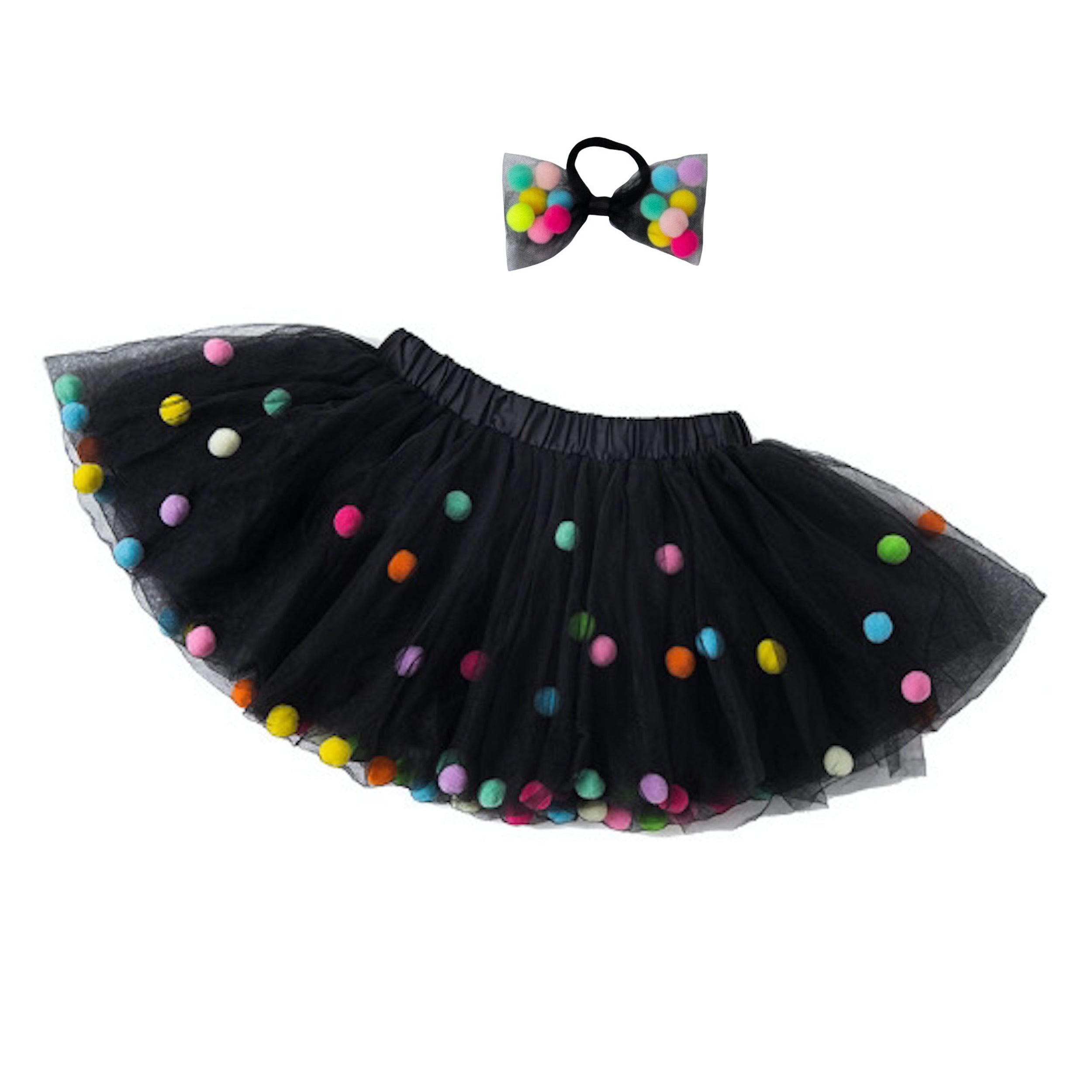 Black pom pom tutu skirt for girls, tutu joli, black tutu, kids tutu, baby tutu, halloween tutu