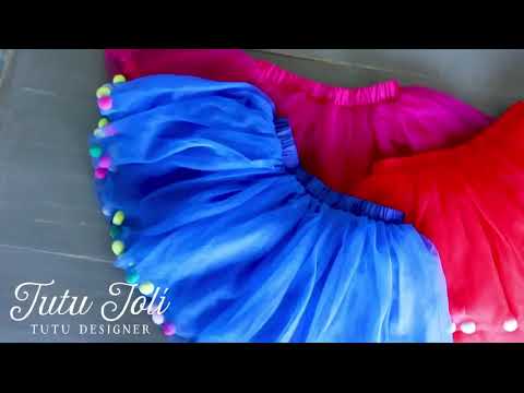 White Tutu For Girls | Pom Pom Tutu with Bow Hair Tie | 2Pcs Tutu Set