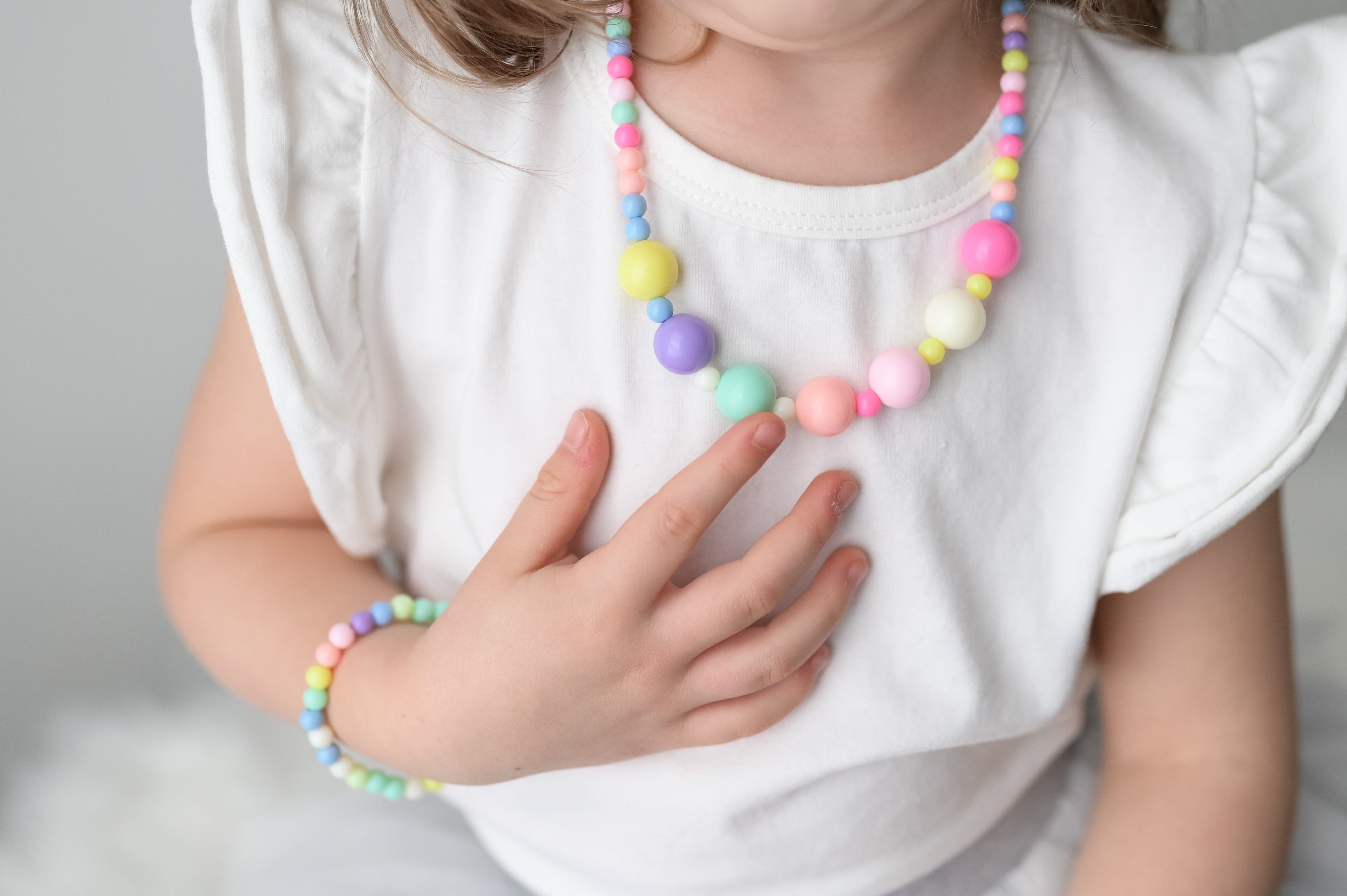 Children's Necklace & Bracelet Rainbow Set | Kids Jewelry | Gift Set For Girls
