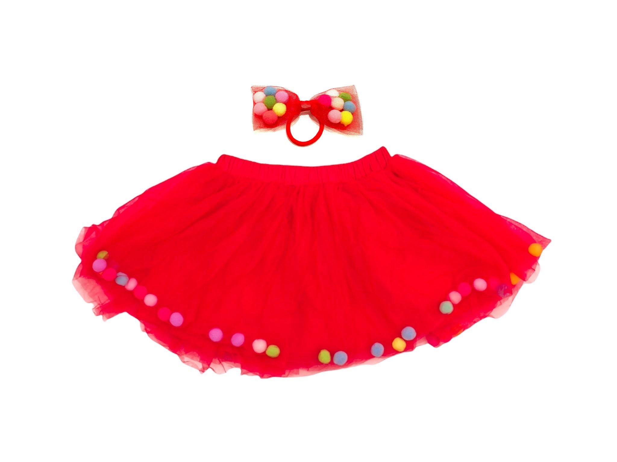 red pom pom tutu, easter outfit for girl, christmas tutu, valentines day tutu for kids, baby red tutu, toddler baby tutu, kids red tutu, tutu, tootoo, red bow ponytail holder, red bows for kids, pom pom bows, pom poms, tutu joli, fun tutu, party tutu, photoshoot tutu