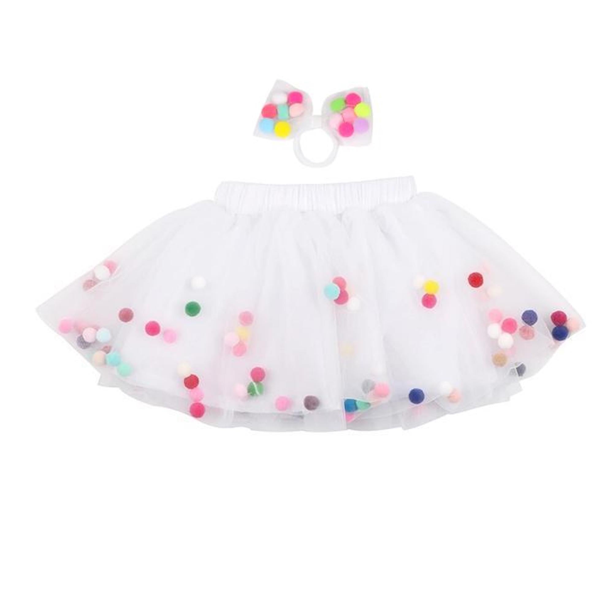 white tutu for girls, pom pom tutu